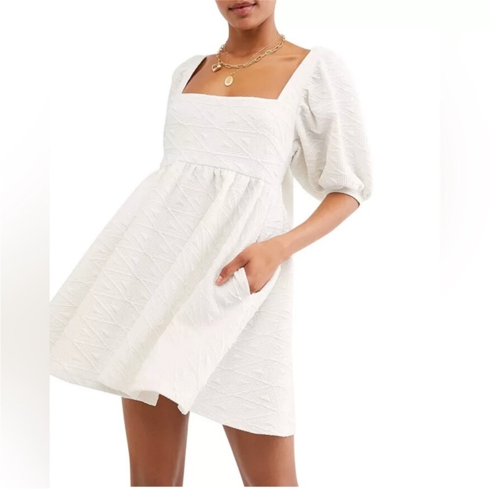 Free People White Textured Mini Dress